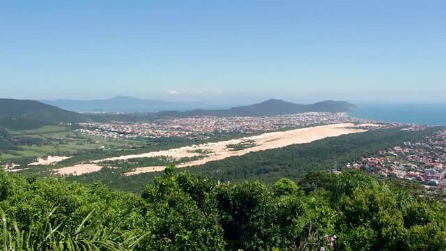 Aerial view from the top of Morro das Aranhas. Praia do Santinho, Floripa