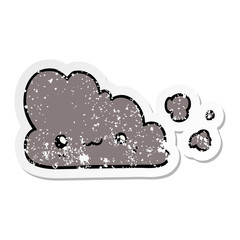 distressed sticker of a cute cartoon cloud
