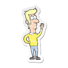 Fototapeta premium retro distressed sticker of a cartoon man waving