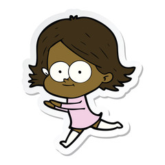 sticker of a happy cartoon girl
