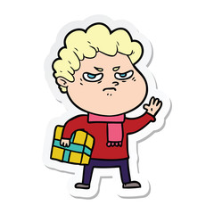 sticker of a cartoon angry man