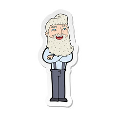 sticker of a cartoon happy man with beard