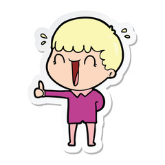 sticker of a laughing cartoon man