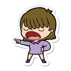sticker of a cartoon woman talking loudly