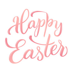 Original hand lettering  Happy Easter pink color.