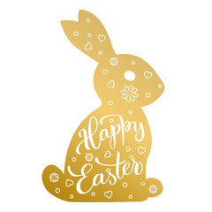  Easter rabbit,  and original hand lettering Happy Easter.
