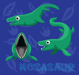 Sea Monster Mosasaur Cartoon Vector Illustration