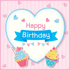 cupcake birthday heart frame