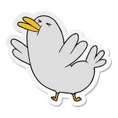 distressed sticker of a Cartoon Bird