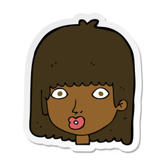 sticker of a cartoon surprised woman