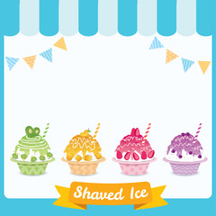 Shaved ice bing su menu on blue frame