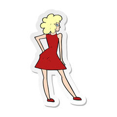 sticker of a cartoon woman posing in dress