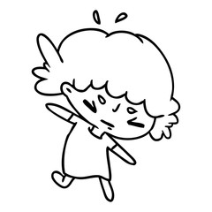 line drawing of a cute kawaii girl