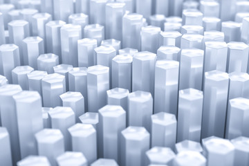 3d rendering, white hexagon pillar