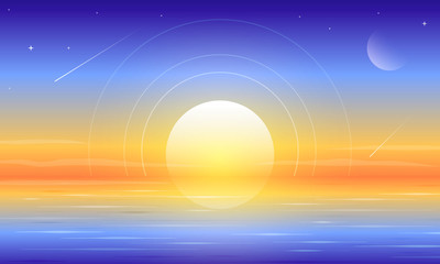 Beautiful dawn paradise lake landscape background