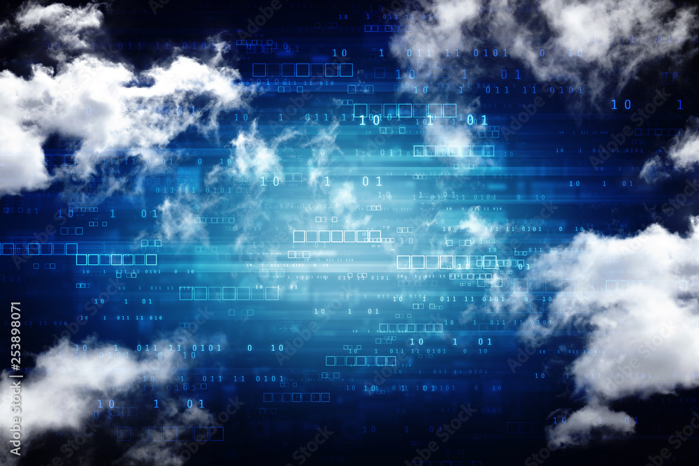 Aufkleber cloud network in abstract technology background. cloud networking concept
