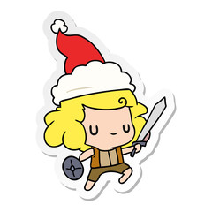 christmas sticker cartoon of kawaii boy