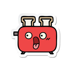 sticker of a cute cartoon of a toaster