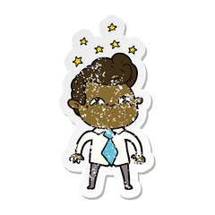 distressed sticker of a cartoon excited man