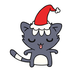 christmas cartoon of kawaii cat