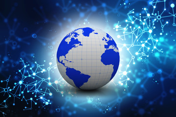 Global network connection World map abstract technology background global business innovation concept. 3d illustration