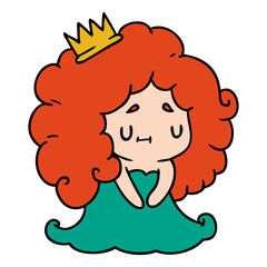 cartoon of a cute kawaii princess girl