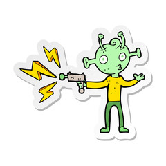 sticker of a cartoon space alien
