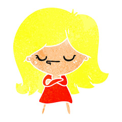 retro cartoon of cute kawaii girl