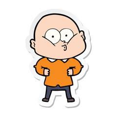 sticker of a cartoon bald man staring