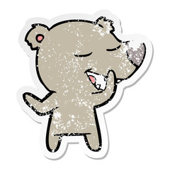 distressed sticker of a cartoon bear