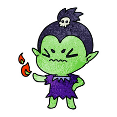 textured cartoon of cute kawaii vampire girl