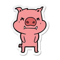 sticker of a angry cartoon pig