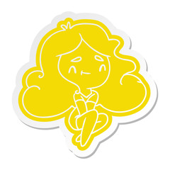 Obraz premium cartoon sticker of a cute kawaii girl