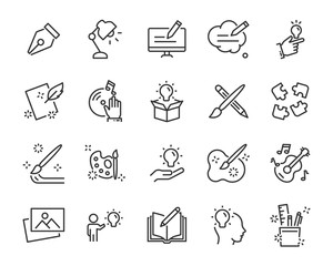 Fototapeta set of creative icons , such as thinking, drawing, work, education obraz