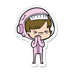 sticker of a cartoon astronaut woman