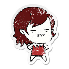 distressed sticker of a cartoon undead vampire girl