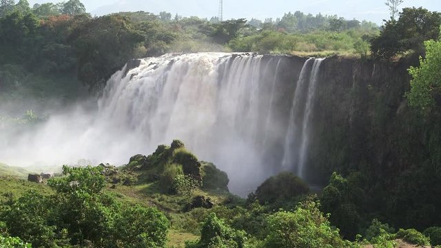 Source of The Blue Nile Water Falls Wide Shot