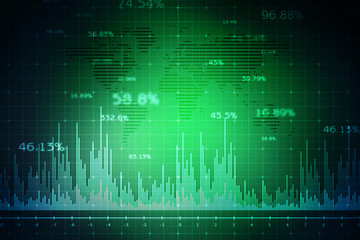 Stock Market Chart with graph and rows of currency, stock exchange and finance concept