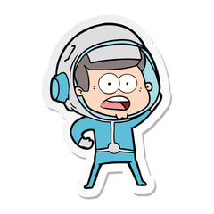 sticker of a cartoon surprised astronaut