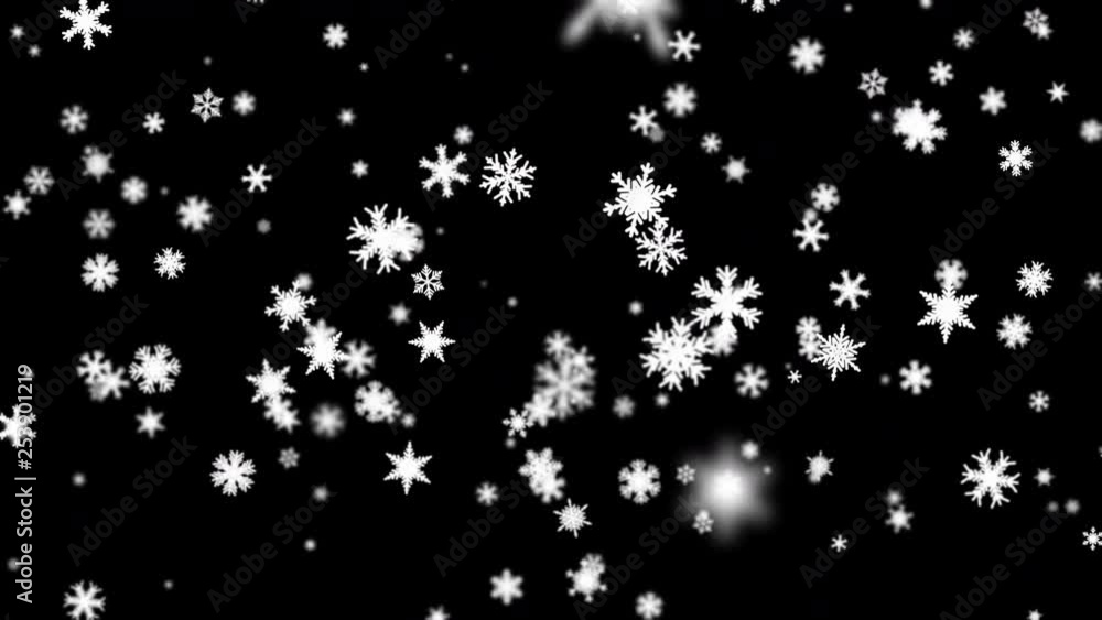 Poster white falling snowflakes loopable overlay graphic element