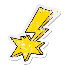 distressed sticker of a cartoon lightning bolt
