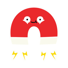 flat color retro cartoon magnet