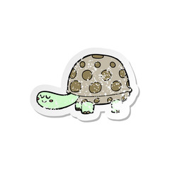 retro distressed sticker of a cartoon tortoise