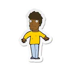 sticker of a cartoon worried man