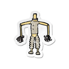 retro distressed sticker of a cartoon robot body