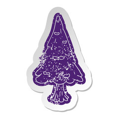 distressed old sticker single snow covered tree