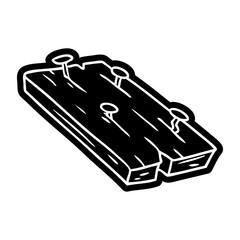 cartoon icon drawing of nails in a board