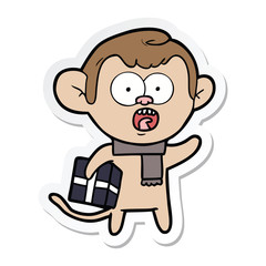 sticker of a cartoon shocked monkey