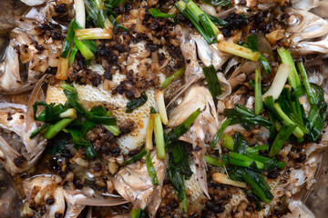 tradition Chinese food of steamed fish heads