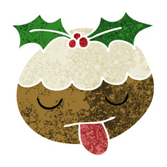 quirky retro illustration style cartoon christmas pudding